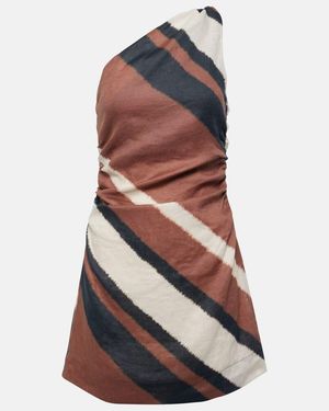 Faithfull the Brand Marga Gathered Linen Minidress - Brown