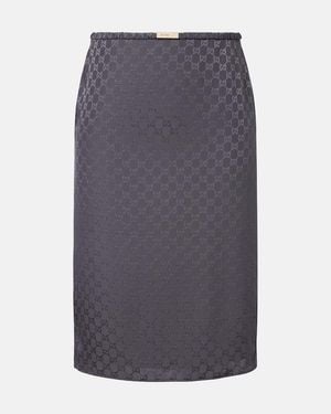 Gucci Gg Cotton Silk Jacquard Skirt - Grey