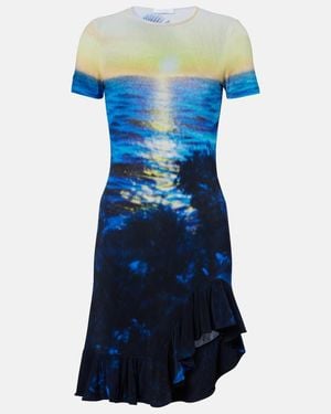 Rabanne Printed Ruffled Minidress - Blue