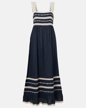 RIXO London Malie Embroidered Midi Dress - Blue