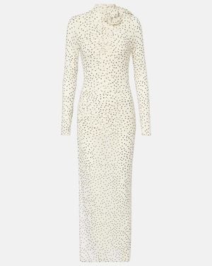 Magda Butrym Floral-Applique Polka-Dot Maxi Dress - White