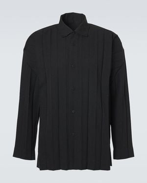 Homme Plissé Issey Miyake Edge Ensemble Pleated Shirt - Black