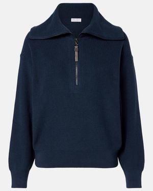 Brunello Cucinelli Pullover Monili Aus Baumwolle - Blau