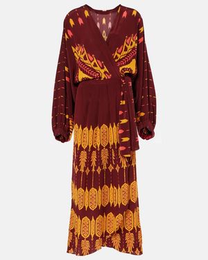 Johanna Ortiz Printed Silk Wrap Dress - Red