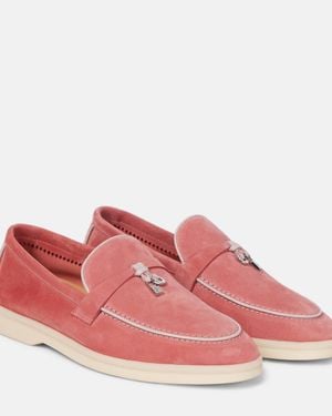 Loro Piana Summer Charms Walk Suede Loafers - Pink