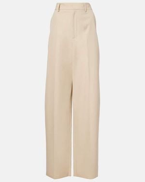 Tod's Wool And Cotton Wide-Leg Trousers - Natural