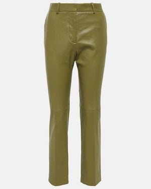 JOSEPH Coleman Leather Straight Pants - Green