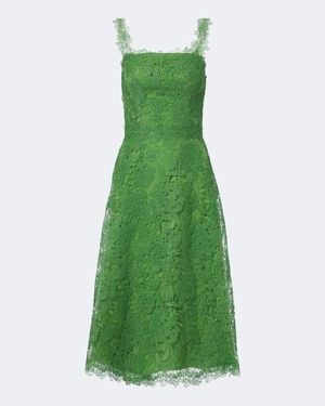 Carolina Herrera Floral Lace Midi Dress - Green