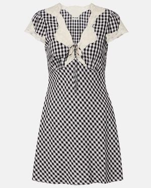 RIXO London Vestido Corto Lacie De Crepe A Cuadros - Negro
