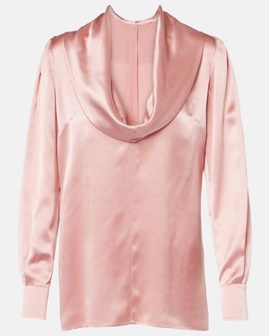 Dolce & Gabbana Silk Top With Draped Neckline - Pink