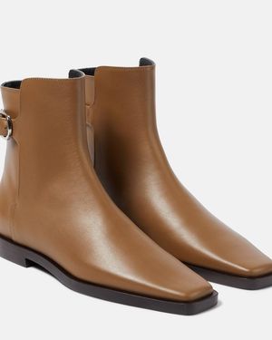 TOTEME The Belted Leather Ankle Boots - Brown