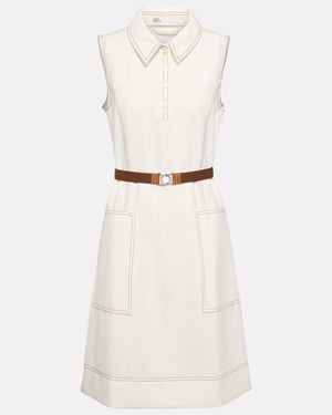 Tory Sport Belted Sleeveless Polo Dress - White
