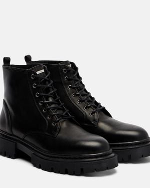 STAUD Henry Leather Combat Boots - Black