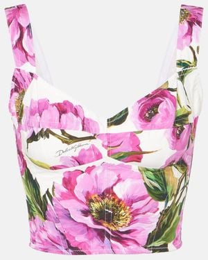 Dolce & Gabbana Top With Floral Pattern - Pink