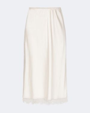 Vince Lace-Trimmed Satin Midi Skirt - White
