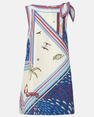 ALÉMAIS Printed Satin Foulard Minidress - Blue