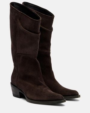 KHAITE Clive Suede Knee-High Boots - Black