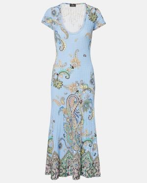 Etro Printed Cotton-Blend Midi Dress - Blue