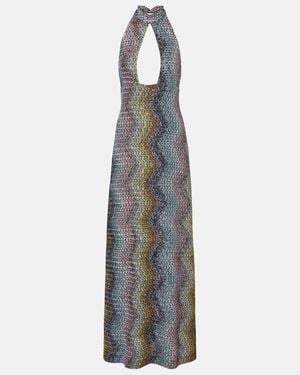 Missoni Cutout Sequined Lame Gown - Blue
