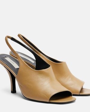 TOTEME Leather Slingback Sandals - Metallic