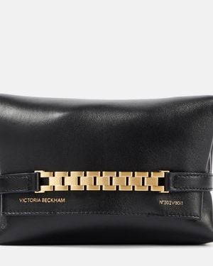 Victoria Beckham Chain Mini Leather Pouch With Strap - Black