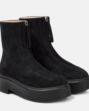 The Row Zipped Suede Ankle Boots 50 - Black