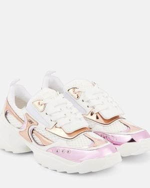 Roger Vivier Viv' On The Run Leather Sneakers - Pink