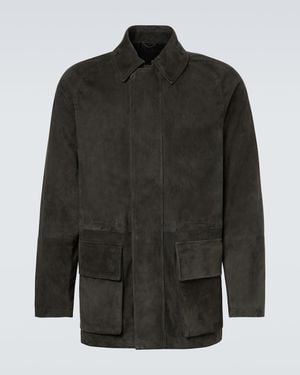 Saman Amel Jacke City Aus Veloursleder - Schwarz