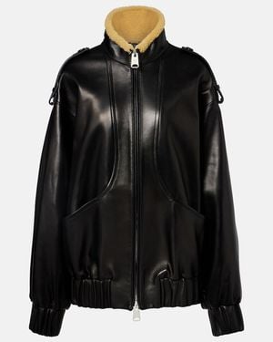KHAITE Sigi Shearling-Trimmed Leather Jacket - Black