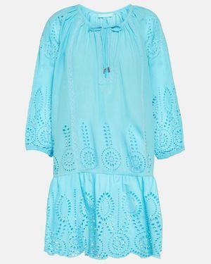 Melissa Odabash Ashley Broderie Anglaise Cotton Kaftan - Blue