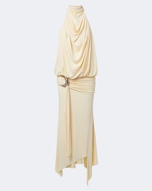 De La Vali Vida Draped Jersey Midi Dress - Natural