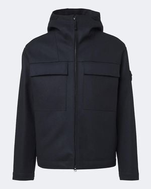 Stone Island Chaqueta Ghost De Mezcla De Lana Con Capucha - Azul
