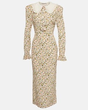 Alessandra Rich Floral Shirt Dress - Natural