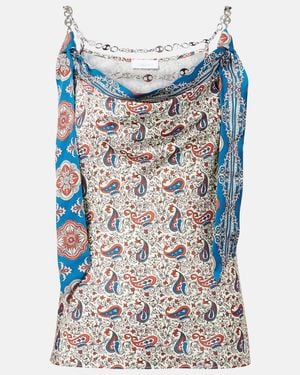 Rabanne Chain-Detail Paisley Satin Camisole - Blue