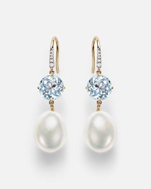 Mateo 14Kt Drop Earrings With Gemstones - White