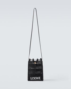 Loewe Paula's Ibiza Logo Raffia Crossbody Bag - White