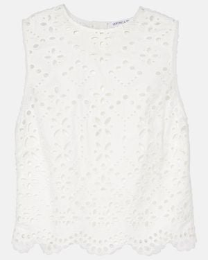 Veronica Beard Adelyn Broderie Anglaise Cotton Top - White
