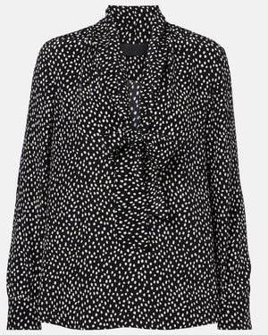 Nili Lotan Janese Bow-Detail Polka-Dot Silk Blouse - Black