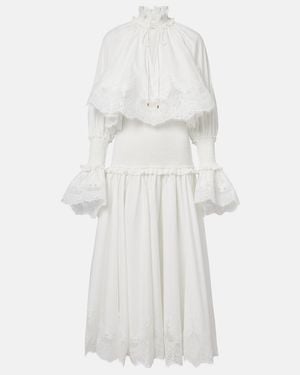 Zimmermann Maxikleid Alchemy Aus Baumwollpopeline Und Spitze - Weiß