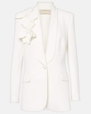 Elie Saab Floral-Applique Blazer - White
