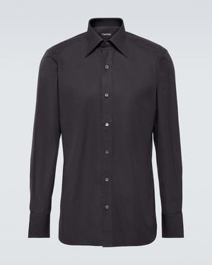 Tom Ford Cotton Poplin Tuxedo Shirt - Blue