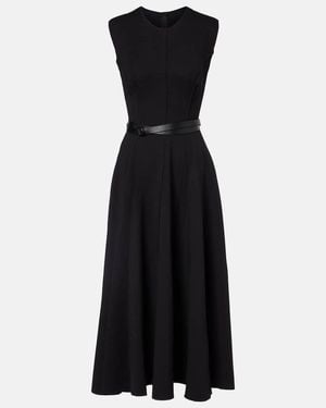 Norma Kamali Belted Cotton-Blend Midi Dress - Black