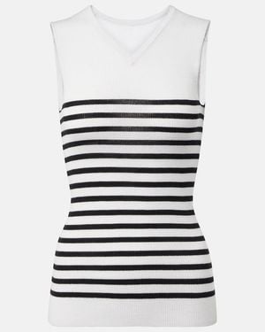 KHAITE Renato Striped Wool-Blend Top - White