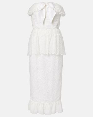 Alessandra Rich Lace And Silk Georgette Bustier Dress - White