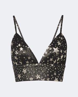 Dolce & Gabbana Jacquard Silk-Blend Crop Top - Black