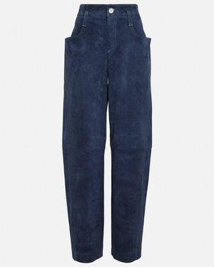 Stouls Cassidy Wide-Leg Leather Trousers - Blue
