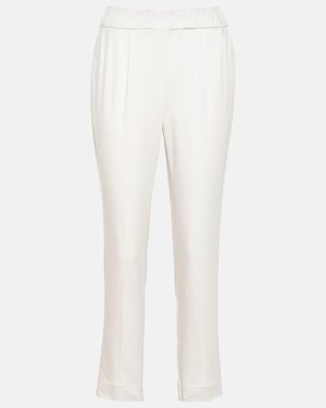 Brunello Cucinelli Pull Up Low-Rise Slim Pants - White
