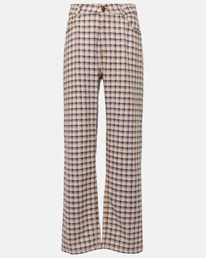 Etro Checked Cotton-Blend Tweed Wide-Leg Trousers - Red
