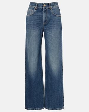 Brunello Cucinelli Monili High-Rise Wide-Leg Jeans - Blue