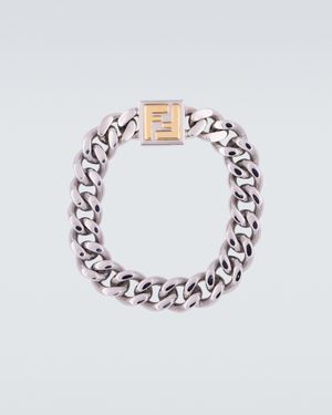 Fendi Palladium And Gold-colored Bracelet - Metallic